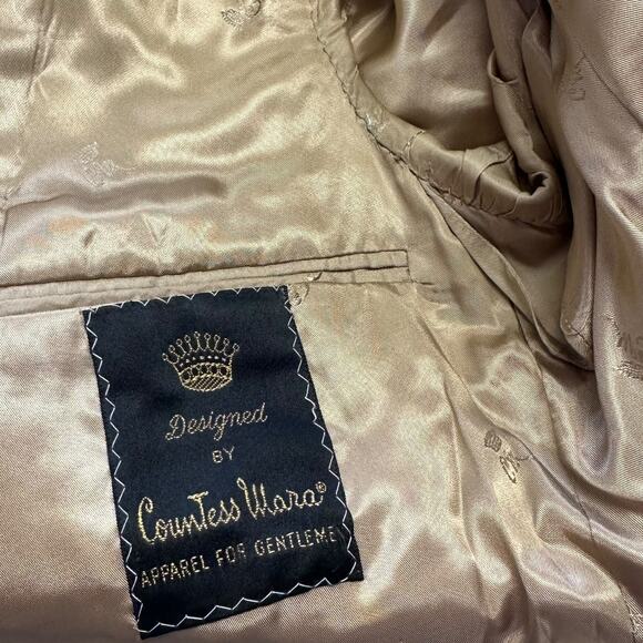 Mens Beige Suit Jacket Countess Mara Custom Ultra Suede - Picture 8 of 10